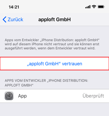 apploft iOS Installationshinweis