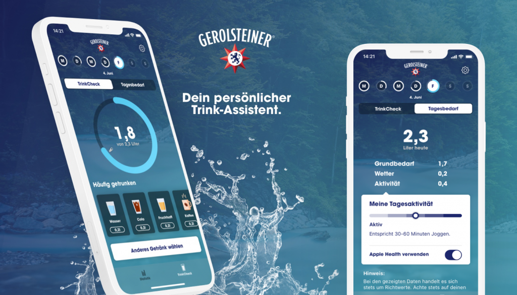 Die Gerolsteiner TrinkCheck App.