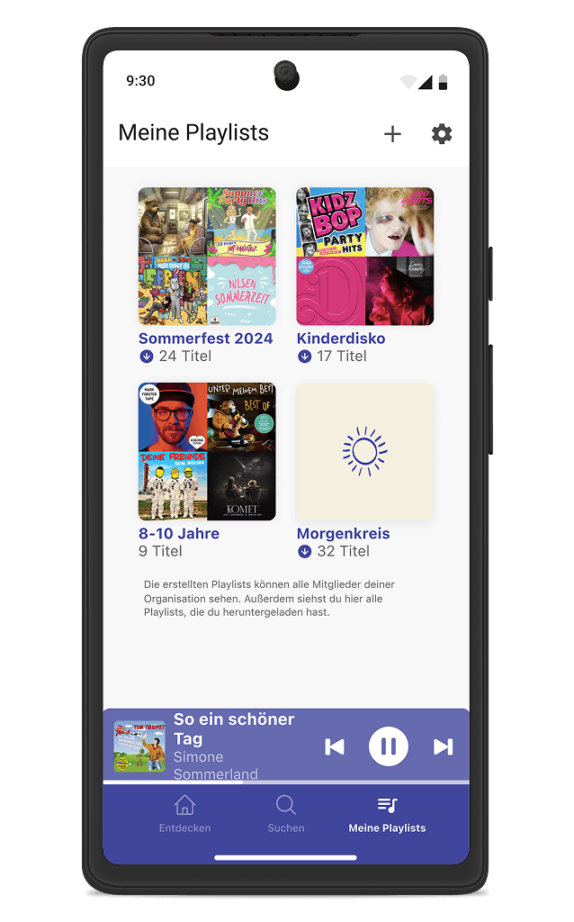 Playlists in der KIMMA Musik-Streaming App für Android